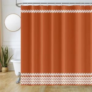 Uiiooazy Rideau Douche Orange, Rideau de Douche Anti Moisissure 200x180cm Terracotta Boheme Minimaliste Rideaux de Baignoire Tissu Lavable Imperméable Polyester Rideaux Salle de Bain avec 12 Crochets (dongguibinjingpinxiaodianpu, neuf)