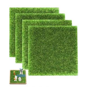 IPNSDON Jardin miniature en gazon synthétique en 4 parties, décoration de jardin miniature, mousse artificielle miniature, mousse artificielle miniature en gazon synthétique (guoyuxindeouzhoudianpu, neuf)