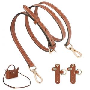 Frdelma Bandoulière pour Sac Longchamp,Bandoulière pour mini sac Longchamp marron avec 2 adaptateurs de bandoulière bandoulière de rechange en cuir (1.2CM) (ruiqijia shop, neuf)