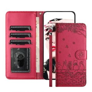 Jeffene Coque pour iPhone 7 Plus/iPhone 8 Plus(5.5 Pouces),&Eacute;tui &agrave; Rabat Housse en Cuir,Chat Pochette de Portefeuille,&Eacute;tui Fentes pour Cartes, Magn&eacute;tique Antichoc en B&eacute;quille Flip Case,Rouge (LUKASI, neuf)