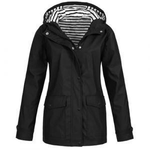 Veste Imperméable Femme Randonnée Capuche - Veste Pluie Femme Outdoor Hiver Ciré Coupe-Vent Grande Taille Zippé Mi Saison Manteaux Automne Adulte Jacket 2025 Raincoat(Noir,M) (uxxnjfg, neuf)