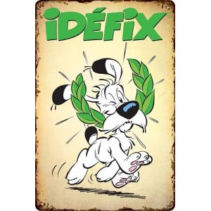 Plaque en t&ocirc;le r&eacute;tro ASTERIX et OBELIX, s&eacute;rie culte de bande dessin&eacute;e fran&ccedil;aise, plaque d&eacute;corative, 20 x 30 cm (Idefix) (LuckyLinde, neuf)