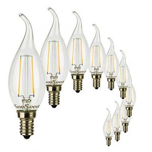 SUNSEED 10x Ampoule Filament LED Flamme E14 2W &eacute;quivalent 25W Blanc Chaud 2700K (Officine Led, neuf)