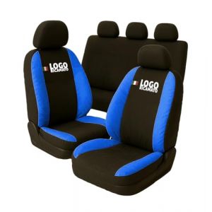 Susy Shop Housses de siège compatibles pour Clio 3 séries, 4 séries, 5 séries avec dossier arrière divisible 1/3-2/3 housses de siège auto avec logo brodé fabriqué en Italie (noir - bleu royal) (Susy Shop, neuf)