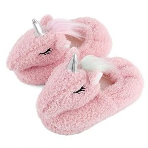 LACOFIA Chausson Animaux Enfant Fille Pantoufles Hiver en Peluche Chaussures de Maison Antid&eacute;rapantes Licornes Rose 26/27 (Lacofia, neuf)