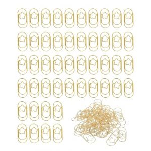 HUVZOR 100Pcs Trombones pour Bureau, Cr&eacute;atifs Trombones En M&eacute;tal Mini, Trombone Motif &Eacute;toile Or en M&eacute;tal Acier Inoxydable pour Organiser Documents Papier Livre Photo Cartes Postales (Volumetech OU, neuf)