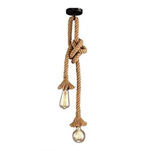 Vecys Lustre Corde Suspension Industrielle Corde Luminaire Corde Lustre Industriel Corde de Chanvre Luminaire Plafonnier 100CM (Vecys, neuf)