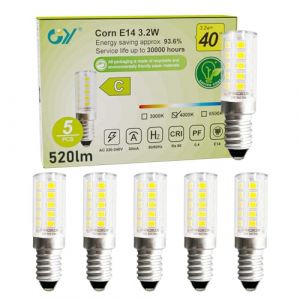 GY Ampoule LED E14,3.2W Ampoule Ma&iuml;s LED (&eacute;quivalent 40W),520 lumens 4000K Blanc Neutre,Ampoule petite culot &agrave; vis,pour hotte,Lustre, Non-Dimmable,lot de 5 (GY STORE, neuf)