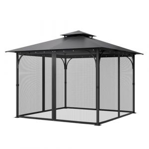 VEVOR Moustiquaire Tonnelle de 304,8x304,8x204,2 cm, Moustiquaire Gazebo Extérieur, avec Double Fermeture Éclair, Rideau de Tonnelle en Maille Anti-moucherons pour Jardin, Patio, Filet Uniquement (New Clear VEVOR, neuf)
