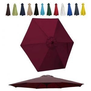JEDAL Auvent de Remplacement pour Parasol de 200cm 250cm 270cm 300cm toile de rechange de Parasol 6 Baleines Housse De Rechange de Polyester de Parasol de Terrasse UV30+(Vin rouge,200cm) (HLYCc, neuf)