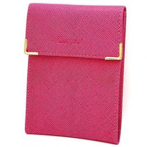 Charmoni - &eacute;tui Pochette Porte ch&eacute;quier Longue Pliant - Talon &agrave; Gauche - 3 emplacements Carte bancaire - 3 Plis - Compact - en Cuir Vachette - 10,5 cm X 14,5 cm (ZSF Fuchsia) (Charmoni, neuf)