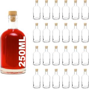 casavetro 24 x 250 ML Bouteilles d'apothicaire en Verre vides avec Bouchon Bouteille de vin Liqueur vinaigre Huile Bouteilles en Verre 0,25 L (24 x 250 ML) (GGH GmbH, neuf)