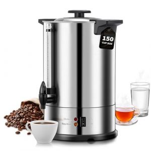 FOHERE Percolateur à Café 15L 150 Tasses/H Distributeur de Boissons Chaudes, Récipient Chauffant 1500 W en Acier Inoxydable, Fonction de Brassage Et de Maintien au Chaud mit Robinet de Sécurité (FOcusDirect, neuf)