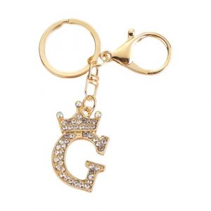 Porte clé femme Porte-clés pour fille Porte clés avec lettre Porte-clés en strass Cadeau pour femme or porte clef femme (Lettre G) (ANETTEE GLOBALISS, neuf)