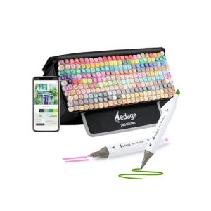 AEDAGA 240 Couleurs Feutre Alcool avec App Gratuite, Marqueurs Alcool Double Pointe avec &Eacute;tui Autoportant pour Artistes Adultes et Enfants, Feutre a Alcool pour Coloriage, Peinture, Croquis et Dessin (AEDAGA FR, neuf)