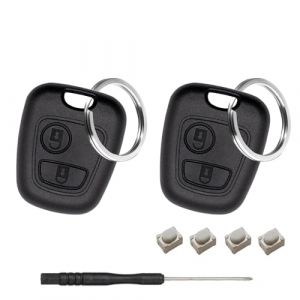 Kesiku 2 Pi&egrave;ces Boitier Cl&eacute; pour Peugeot 106 107 206 207 306 307, Citroen C1 C2 C3 C4 C5 Xsara Picasso Berlingo T&eacute;l&eacute;commande, Coque Cl&eacute; Citroen C1, Clef Peugeot 206 - avec Tournevis et Porte-cl&eacute; (kesiku, neuf)
