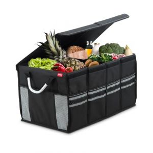 achilles Coffre-fort, bo&icirc;te pliante robuste pour voiture avec couvercle stable, organisateur de coffre, sac de voiture pliable, panier pliant, bo&icirc;te de rangement, 58x34x30cm (noir) (achilles concept - Prix ttc, neuf)