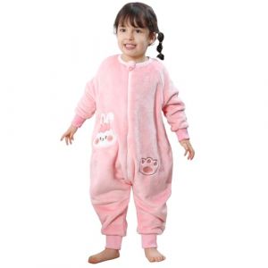 TMEOG Gigoteuse a Pied Tog 2 Hiver Surpyjama Bebe Turbulette avec Pied Combinaison Pyjama Polaire Enfant Pilou Pilou Grenouillere Manches Longues Dors Bien pour Bébé Garçon Fille 1-6 Ans(Rose,100) (YuShengEU, neuf)