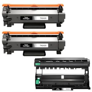 2 x Toner TN2420 TN2410 et 1 x Tambour DR2400 compatible avec le toner Brother TN-2420 TN2410 TN-2410, pour Brother MFC L2710DW, HL-L2350DW, MFC-L2710DN, HL-2310D, DCP-L2530DW, MFC-L2730DW (Pack de 3) (Evelyy, neuf)