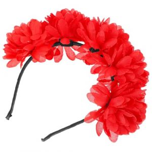 NUOBESTY Serrage-T&ecirc;te &agrave; Fleurs Rouge en Tissu pour Femme Bandeau de Mari&eacute;e Grosse Fleur D&eacute;corative Accessoire Cheveux pour Mariage Saint-Valentin et F&ecirc;tes Coiffe &Eacute;l&eacute;gante pour (Camplos, neuf)