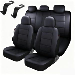 AzulLanse Lot de 3 housses de si&egrave;ge de voiture universelles en PU, comprenant si&egrave;ges avant et arri&egrave;re, housse de si&egrave;ge avant de voiture et housse pour les appuie-t&ecirc;te avec airbags lat&eacute;raux, housse de (BlueFZ, neuf)