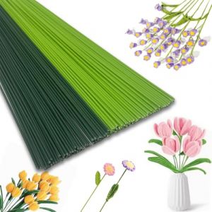 WWYSSZ Tige Fleur Artificielle 2 mm, Tige Metal Fleur de Fleuriste 30 cm, 50 Vert + 50 Vert Clair, Des Fils de Tiges Florales Floral Fil en Fer pour Tronc et Art Floral DIY (WWYSSZ, neuf)