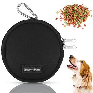 Sac &agrave; Friandises pour Chien, Rond Sac de Dressage pour Chien, Dog Treat Pouch with Dual Zipper, Sac de Nourriture pour l'entra&icirc;nement et l'&eacute;ducation des Chiots - R&eacute;compenses Rapides, avec Carabiner (JiusanTech, neuf)