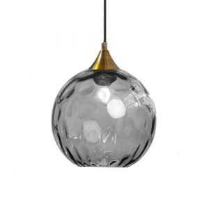 ZTTECH Suspension en Verre Gris 200 mm Style Vintage avec Douille en Métal Doré Bronze E27 Lampe Suspendue pour Îlot de Cuisine Salle à Manger Chambre Salon (Gris, 200mm) (YiChangXiongYingDianZiShangWuYouXianGongSi, neuf)
