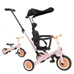 Olmitos Gyro Tricycle évolutif 5-en-1 pour Enfants de 1 à 5 Ans Adaptable et modulable avec ou sans pédales (Gyro +, Rose) (Babymania, neuf)