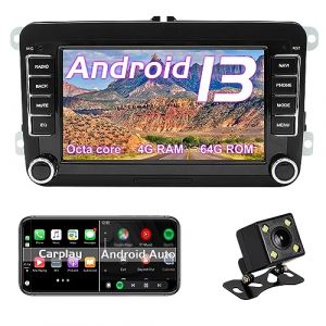 Autoradio Android 13 pour VW Passat B6 B7 Golf 5 6 Jetta T5 Polo Touran Caddy Seat Tiguan Unité principale avec [8 Core 4G RAM + 64G ROM] Carplay/Android Auto/GPS Navigation/Bluetooth/4G Wifi/FM Radio (Starsity, neuf)