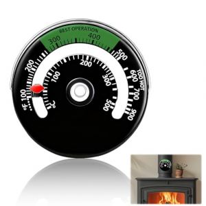 SJACXANM Thermom&egrave;tre Pour Chemin&eacute;e Et Po&ecirc;le, Thermom&egrave;tre Magn&eacute;tique Pour Tuyau De Chemin&eacute;e En Bois Rond Four, Thermometre Poele a Bois Avec Anneau De Levage (Vert) (BIABRSCAT S.R.L., neuf)