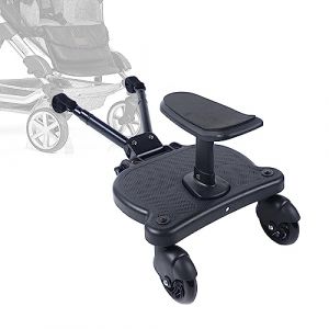 Planche de poussette universelle avec siège, Kiddy Board pour poussette, réglable à 360 degrés, deux roues stables pour les enfants de 2 à 6 ans (25 kg) (Aninze, neuf)
