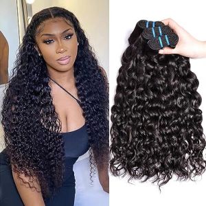 Water Wave Bundles Human Hair Curly Bundles Tissage Cheveux Naturels Bouclés Meche Bresilienne En Lot Meche Naturelle Tissage Bouclé Naturel Total 300g 16 18 20 Pouce(40 45 50cm) (beiyuan hair product, neuf)