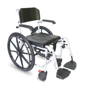 KMINA Chaise de Douche Roulante Autopropulsée, Chaise Percée Toilette Adulte, Fauteuil de Douche pour Handicapé, Noir - KMINA PRO (KMINA, neuf)