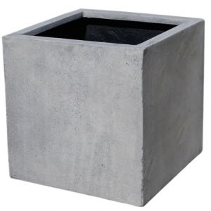 VIVANNO Jardinière en Fibre de Verre Bloc Ingélif - 30x30x30 cm - Béton-Design Gris - Jardinière Carrée pour l'extérieur et l'intérieur (AE Trade, neuf)