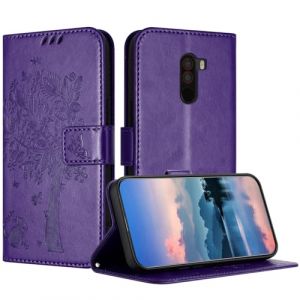 JayModCase Coque pour Xiaomi Pocophone F1, Coque Portefeuille Housse Cuir avec Porte Cartes et b&eacute;quille Fermeture magn&eacute;tique &Eacute;tui pour Xiaomi Pocophone F1 - Violet d'encre (HXM STORE - EU, neuf)