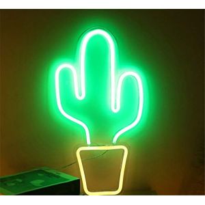 Ulalaza Enseigne Lumineuse au n&eacute;on LED Cactus veilleuses fonctionnant par USB Signe de chapiteau d&eacute;coratif Bar Pub Magasin Club Garage d&eacute;cor de f&ecirc;te &agrave; la Maison (ToBe-One, neuf)