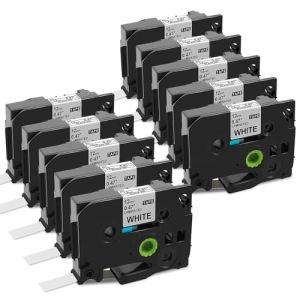 10 x Unistar Ruban Cassette Compatible pour Brother P-touch Ruban TZe-231 TZe 12mm 0.47 Noir sur Blanc Recharge pour Brother Ptouch Étiqueteuse PT-1000 H107B D210 H100LB H110 1010 1280 (AIRMALL, neuf)