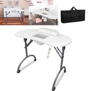 Suusolny Table de manucure pliable avec aspiration de poussière 90 x 44 x 77 cm Table de travail pour ongles Table de travail pour manucure Table de manucure mobile Table de salon de manucure Table (XINSHAONIAN, neuf)