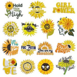 Attuslla 15 Pièces Fleur Broderie Patch Thermocollant, Tournesol Broderie Autocollant Iron on Patches Stickers Ecusson à Coudre pour Vêtements, Jeans, Chapeaux, Réparation et Décoration (CXiong, neuf)
