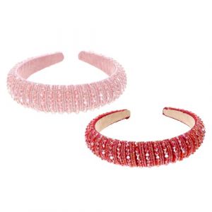 HAKIDZEL 2 Pièces Bandeau Perlé En Cristal Tissu Perles De Cristal À Tisser Rouge Miss (Yayuek, neuf)