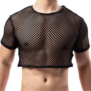 YUFEIDA D&eacute;bardeur en r&eacute;sille pour Hommes Mesh Chemise de Sport Respirante Sexy Nouveaut&eacute; Undershirts pour Hommes (YFD, neuf)
