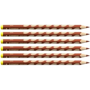 STABILO EASYcolors - Crayon de couleur ergonomique - Lot x 6 crayons de coloriage triangulaires - Gaucher - marron (Ponera, neuf)