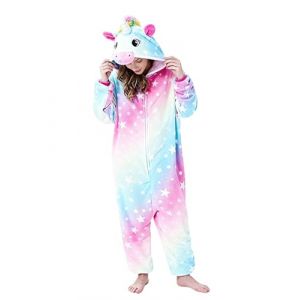Ovender Kigurumi Deguisements Costume Pyjamas Cosplay Animaux Halloween Carnaval ou Spectacle de Noël Party Show Combinaison Unisexe Winter Zoo Adulte Femmes Hommes (M, Pony Licorne Rose Blanc) (Ovender, neuf)