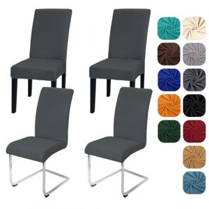 Yugarlibi Lot de 4 housses de chaise extensibles pour chaise basculante - Amovible et lavable - Protection pour cuisine, restaurant, hôtel, banquet, mariage (gris foncé, 4 pièces) (Yingchengda Direct Store, neuf)