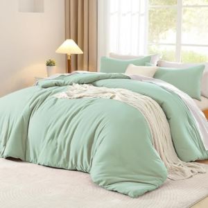 Luofanfei Housse de Couette Coton 200x200 Vert Clair Ado Adulte Garçon 2 Personnes Uni Parure de Lit Unie en Coton Parure Housse Couette zippée 200 x 200 avec 2 Taies d'oreiller 65x65cm (Luofan, neuf)