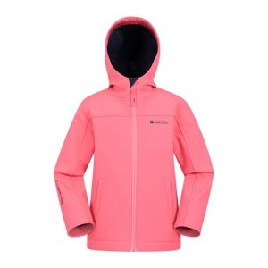 Mountain Warehouse Veste Enfant Exodus Softshell - Coupe-Vent, Imperméable Fille Et Garçon, Veste Polaire Unisexe, Veste À Capuche Conçue pour Sport Et Voyage Pink Splash 5-6 Ans (Mountain Warehouse, neuf)
