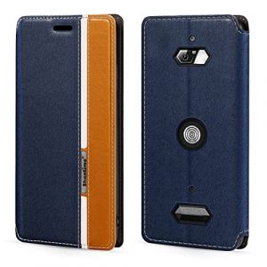 Coque &agrave; Rabat en Cuir PU Bicolore avec Fermeture Magn&eacute;tique Invisible Compatible avec Crosscall Core-X5, &Eacute;tui &Eacute;l&eacute;gant et Protecteur (Bleu) (Shantime, neuf)