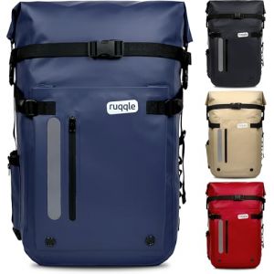 Ruqqle Sac étanche Polyvalent, Waterproof Dry Bag 20/30/45L, avec 3 Poches externes, Sac à Dos Confort imperméable idéal voyage Plage Mer Bateau Canoë Paddle Kayak Moto Randonnée Camping Pêche Loisirs (Ruqqle EU, neuf)