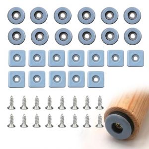SULIUDAJI 24 Pièces Patins pour meuble en Téflon avec vis (12 pcs Ø 22 mm rond+12 pcs 25 * 25mm) Tampon Chaise Patins Meubles en Feutre Tampons pour Protection Pieds de Table Chaise Meubles (UAB WSVLKE LT, neuf)
